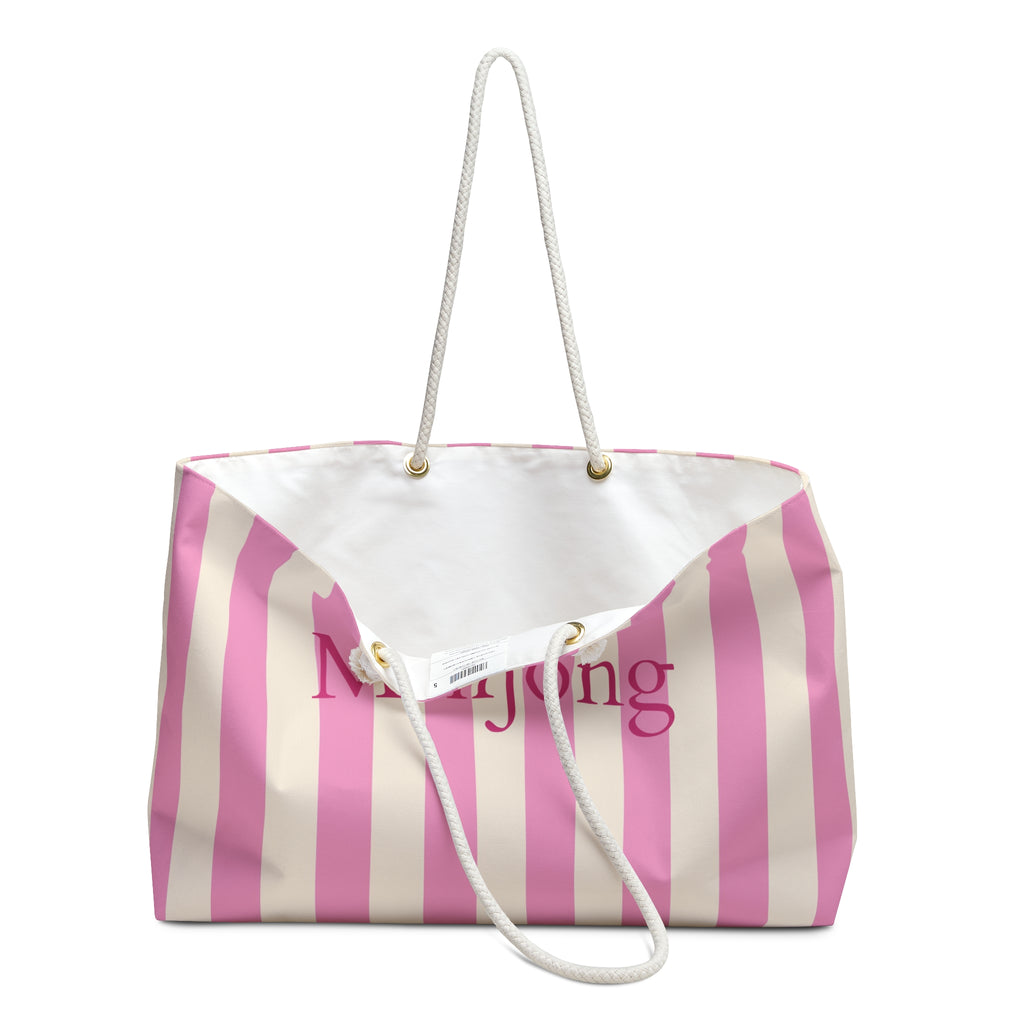 Pink Stripe Mahjong Weekender Bag