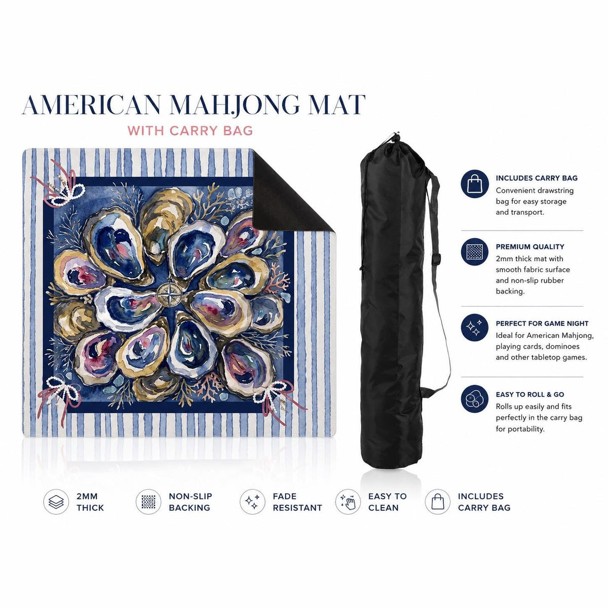 Coastal Oyster Shell Mahjong Mat