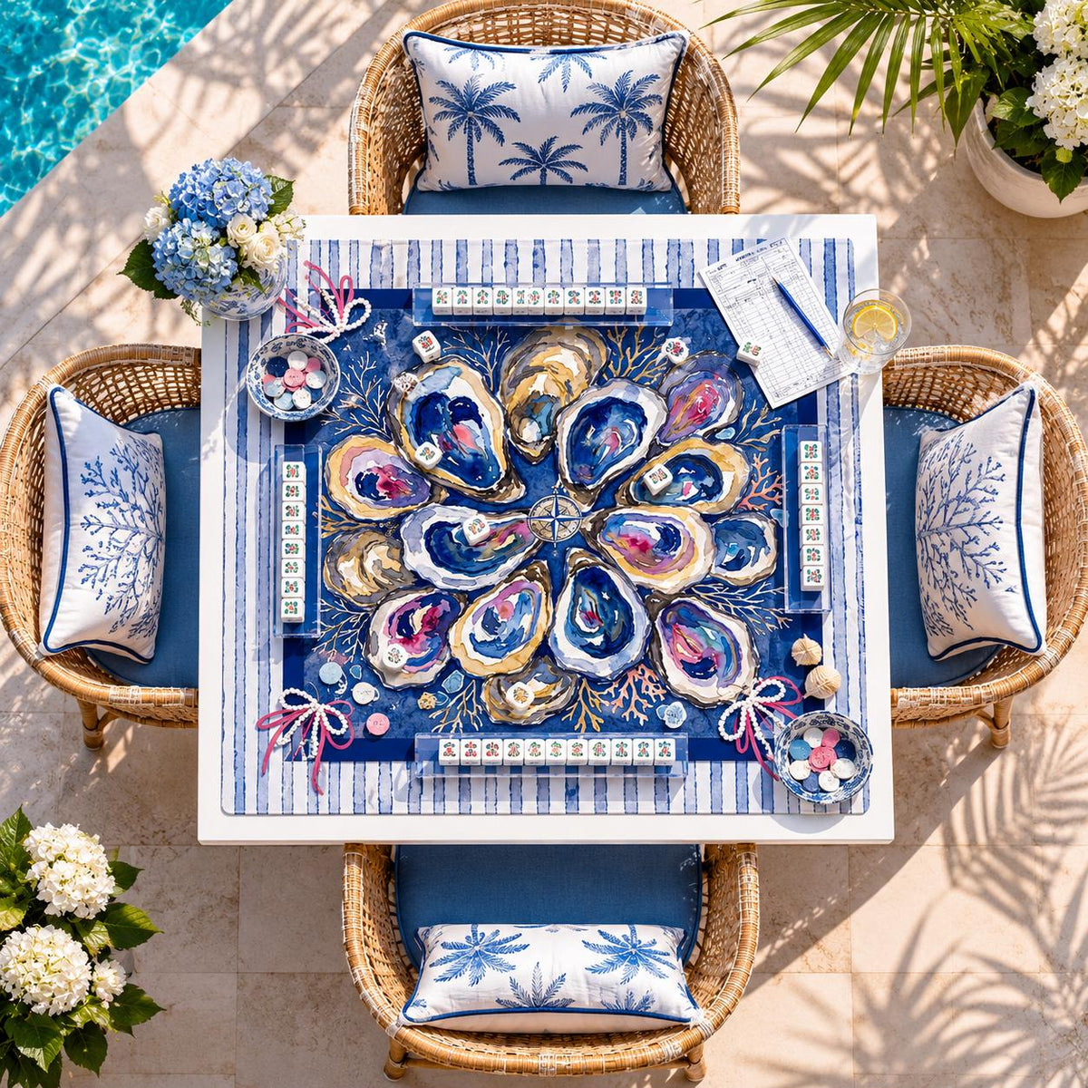 Coastal Oyster Shell Mahjong Mat