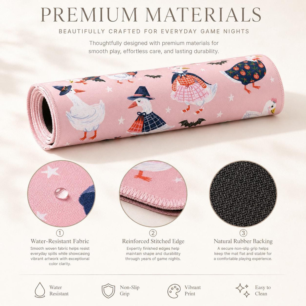 Pink Witch Goose Halloween Mahjong Mat