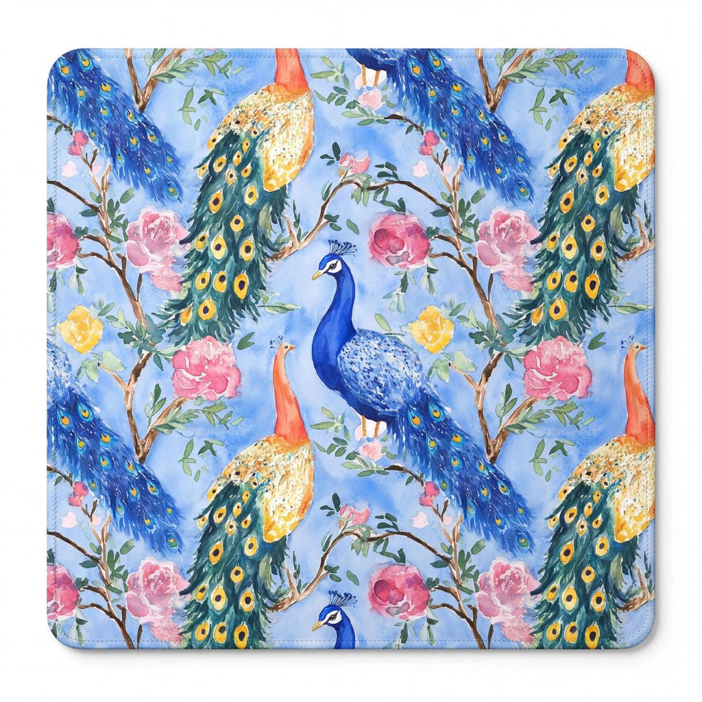 Blue Peacock Chinoiserie Mahjong Mat