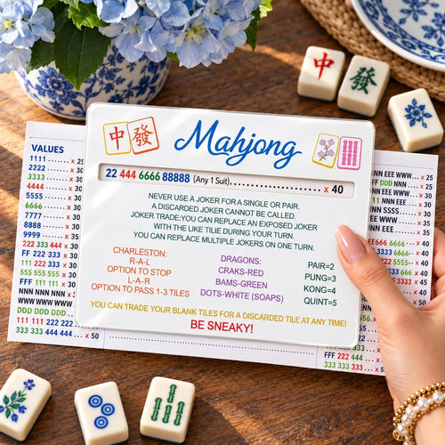 Acrylic Mahjong Line Reader with Rules – American Mahjong Cheat Sheet Card
