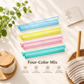 Four-color mix mahjong racks: blue, yellow, pink and mint