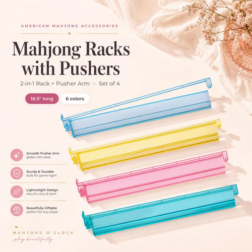 American mahjong racks with pushers, set of 4, 18.5 inch