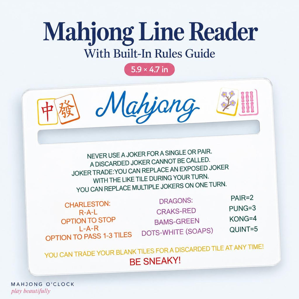 Acrylic Mahjong Line Reader with Rules – American Mahjong Cheat Sheet Card