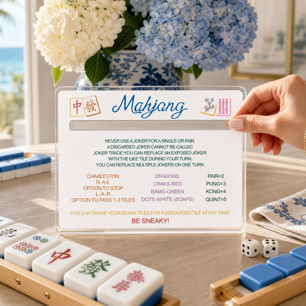 Acrylic Mahjong Line Reader with Rules – American Mahjong Cheat Sheet Card