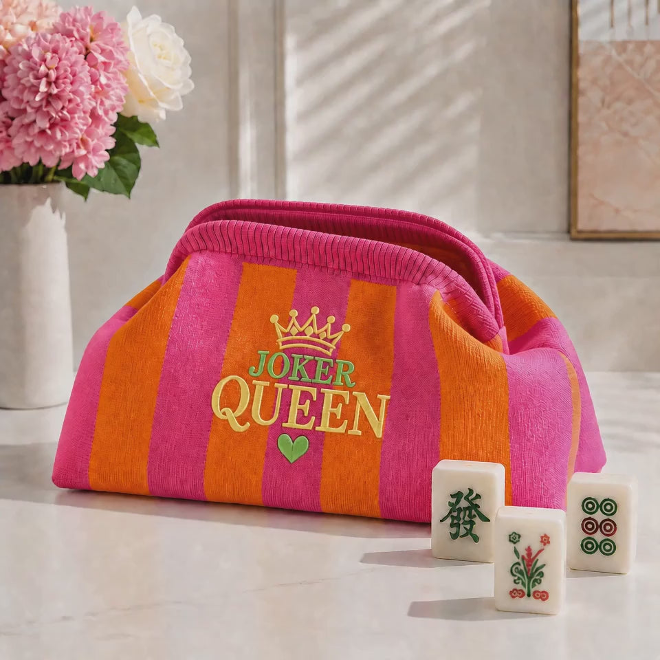 Mahjong Tile Bag – Joker Queen Embroidered Clutch