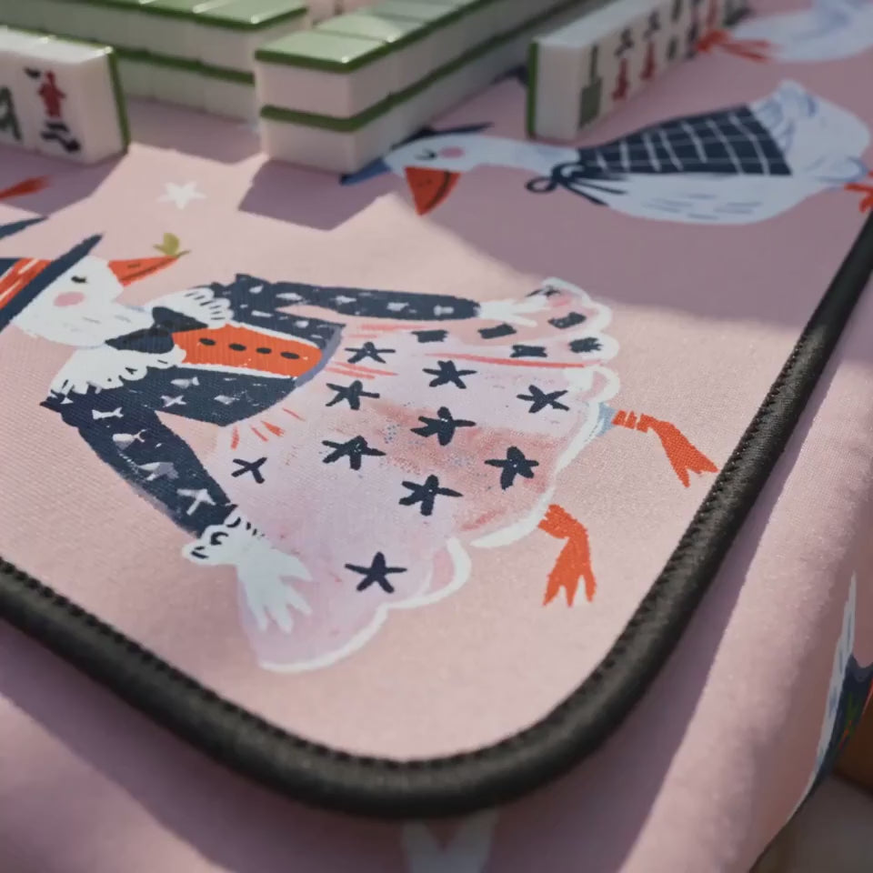 Pink Witch Goose Halloween Mahjong Mat