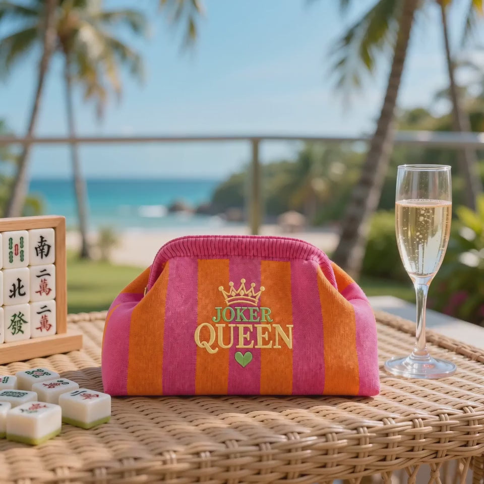 Mahjong Tile Bag – Joker Queen Embroidered Clutch