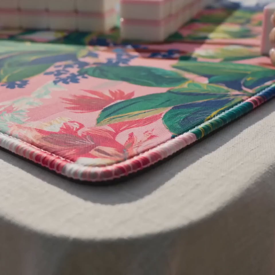 Pink Cheetah Tropical Chinoiserie Mahjong Mat